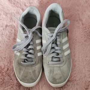 Adidas Gray and White Suede Sneakers